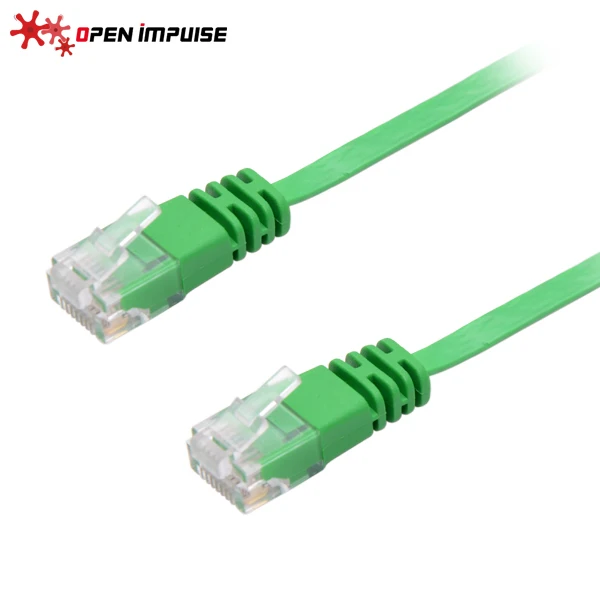 

Open Impulse 0.3M/1FT Super Slim Flat CAT6 UTP Ethernet Patch Cable for Internet 4.1 mm in width Green Color