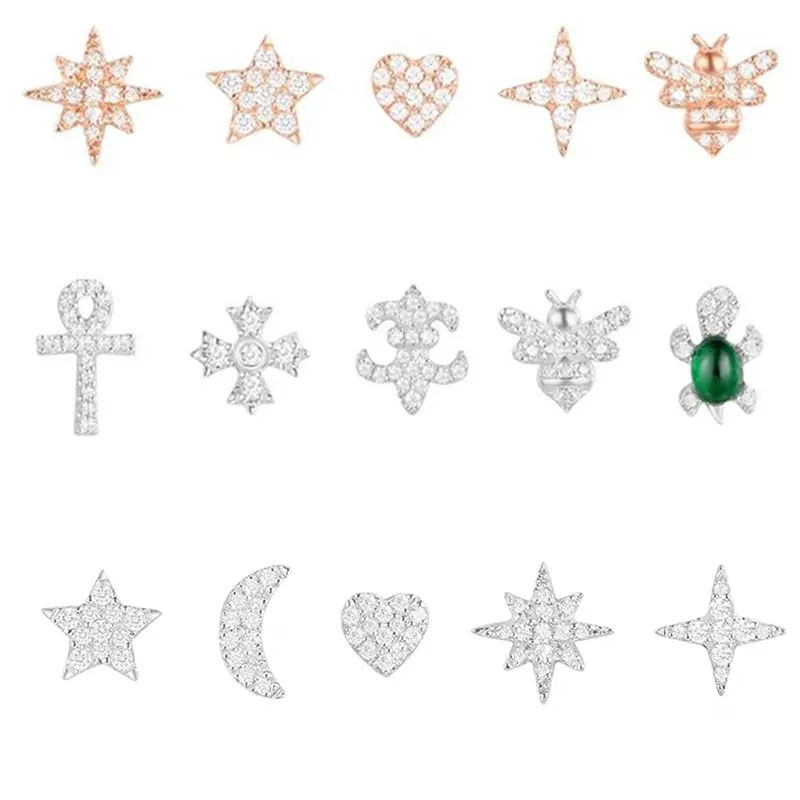 

JEM original 925 sterling silver APM earrings fashion accessories star month series high quality earrings free shipping