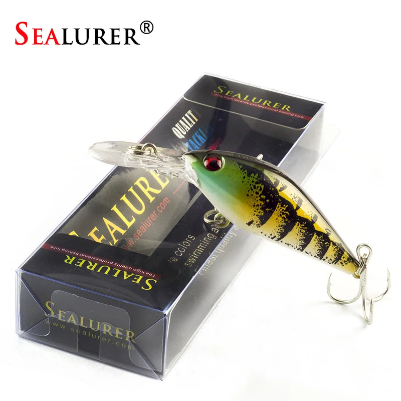 

SEALURER Boxed 1Pcs/lot Fishing lures Float Crankbait Minnow High Quality Tackle 80mm 8.6g Wobblers with 6# Hooks 3D Eyes