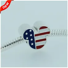 Подходит Pandora Браслеты мышь США талисманы 925 пробы серебряные ювелирные изделия талисманы для женщин