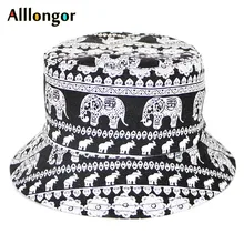 Мода, слон, мультяшный принт, Harajuku, мужская шляпа-Панама, летняя шапка для женщин, Панама, шляпа для рыбалки, хип-хоп, рыбацкие шляпы, черные