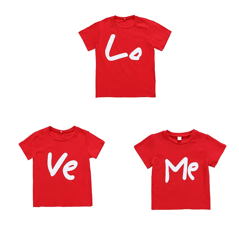 

Parent-child Family Fitted Tops Casual Short Sleeve Couple Lover T-Shirt