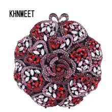 Мода округлость цветок Дизайнер Роскошный Кристалл Вечерний Клатч Для женщин Выходные туфли на выпускной бал кошелек женские свадебные сумка женская сумка SC570