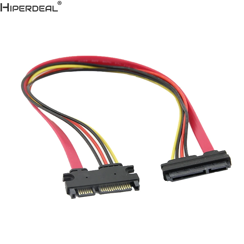 HIPERDEAL комбинированный Удлинительный кабель 50 см 22P 7 + 15pin M/F серия ATA SATA для