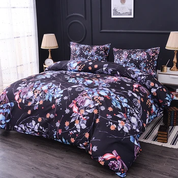

ZEIMON Soft Home Textiles Bedding Set Colorful Flowers Printed Pillowcase Duvet Cover Room Decoration Polyester Bedclothes