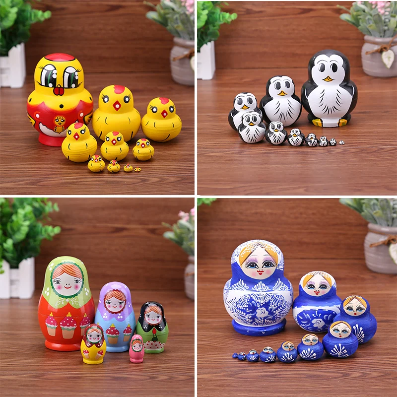 

5/10 Layers Children Color Painted Wood Russian Nesting Matryoshka Dolls Set Amusing Russian Matryoshka Dolls For Children Gifts