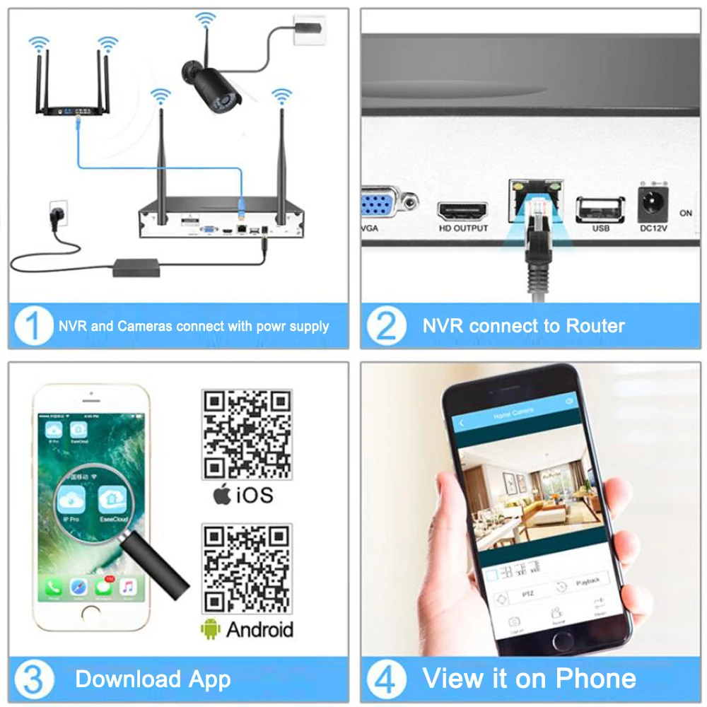 2MP 1080 P CCTV системы 8ch HD Беспроводной NVR комплект 2 ТБ HDD Открытый ИК Ночное Видение IP Wi Fi камера безопасности наблюдения