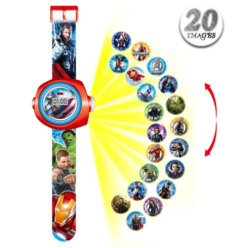 Princess Spiderman Kids Watches 20 Projection Cartoon Pattern Digital Child watch For Boys Girls LED Display Clock Relogio - Цвет: FCZ