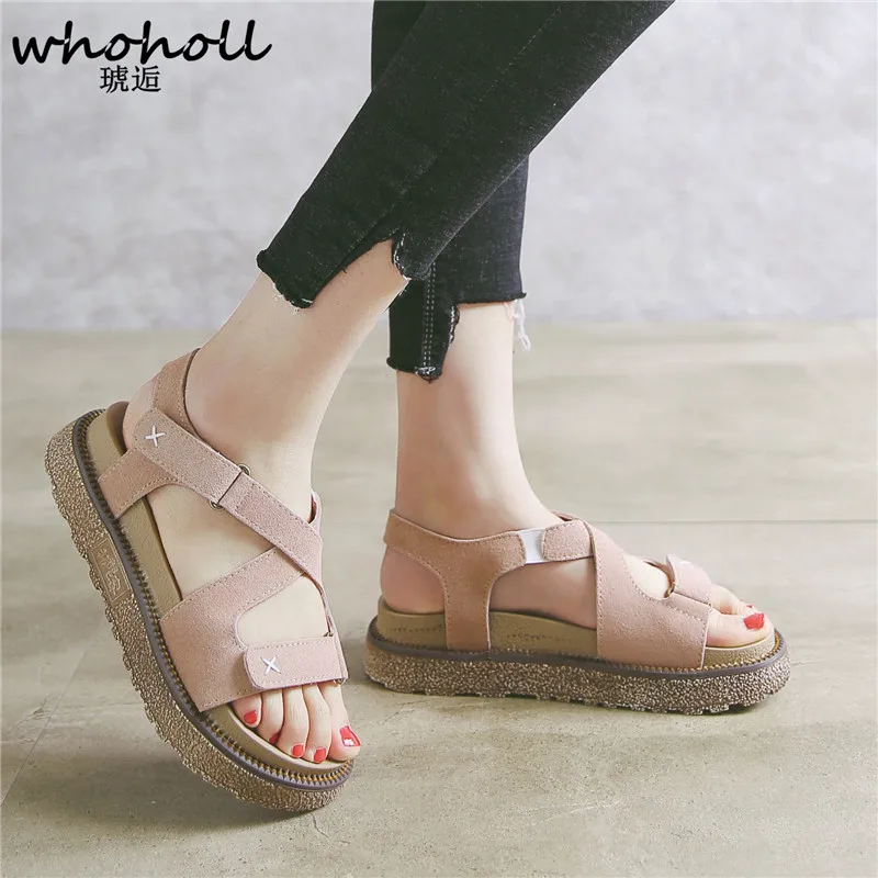 

Summer Platform Shoes Fashion Buckle Strap Women Sandals Casual Platform cork Sandals Black Pu Outdoor Womens Sandals Punk Shoes