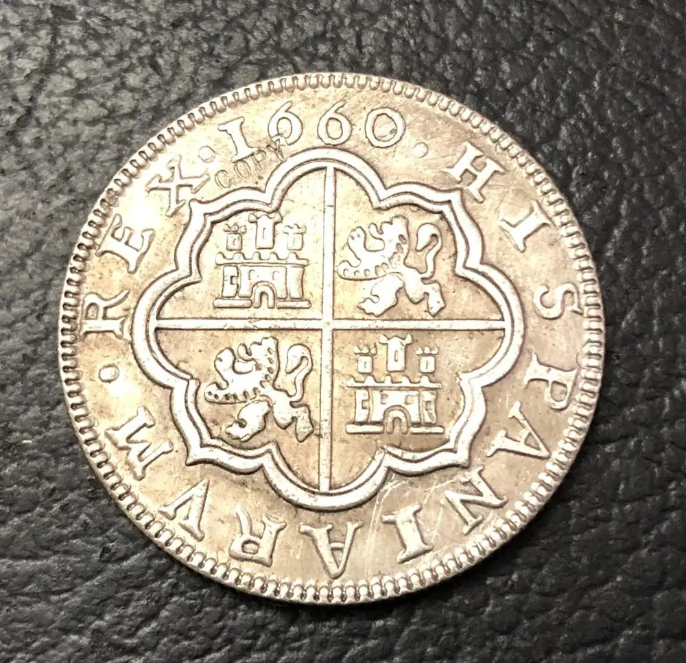 

1660 Spain 4 Reales - Felipe IV Copy silver plated Coin