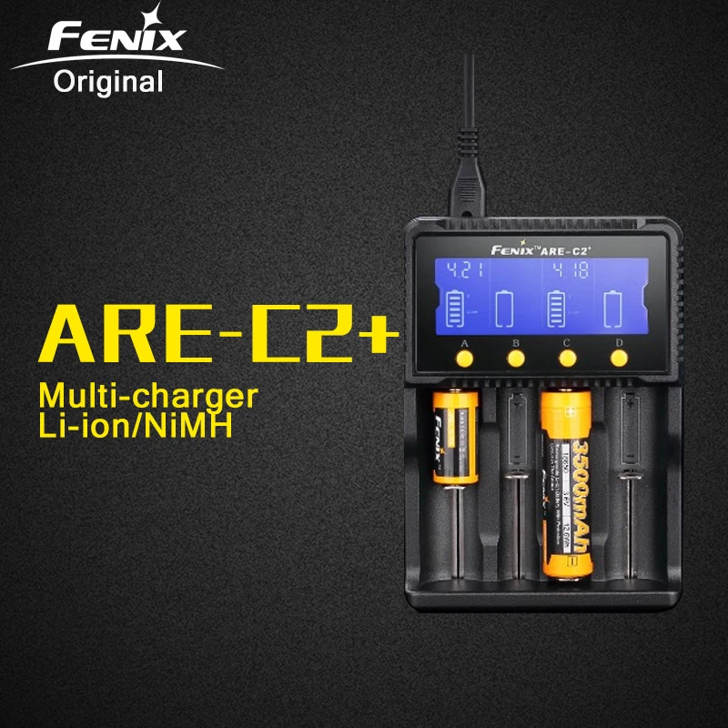 Original Fenix ARE-C2 Plus Li-ion NiMH Nicd Smart AC DC Battery Charger for RCR123 18650 16340 14500 26650 C AA AAA Battery fenix the smart kitten сказки для изучения английского