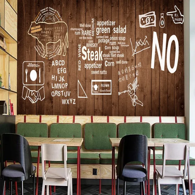 Papier Peint 3d Personnalisé En Bois Steak Barbecue Grill Cuisson