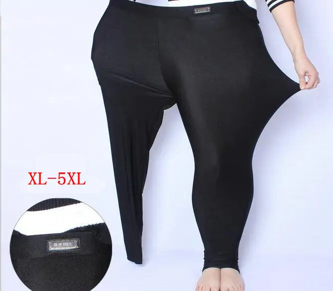 Large Size XL- 5XL Glossy Pants Full Length Legging Chinlon Legging  Women Fat Female Shiny Pants and Capris         Y025