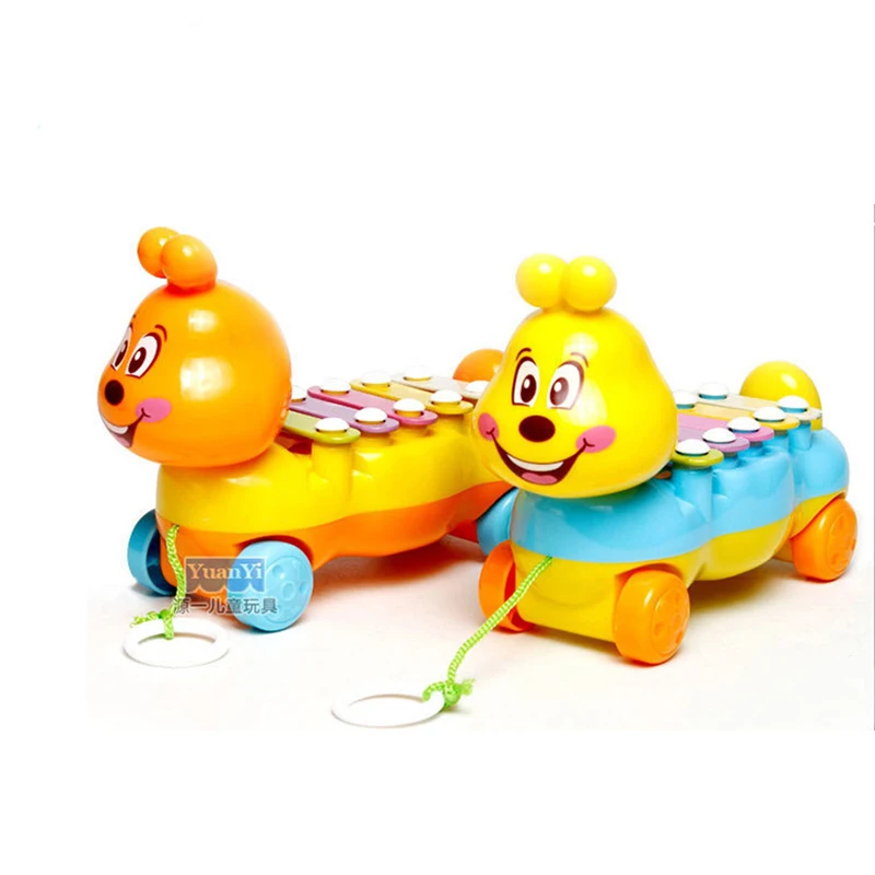 Kids Cartoon Caterpillar Xylophone Toy Car Hand Knock Glockenspiel
