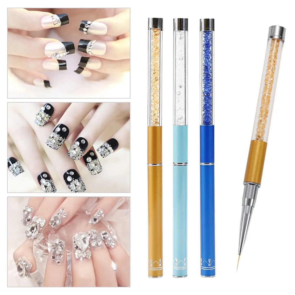 3Pcs/1Set Nail Art Design Pen Brushes Portable Manicure Decoration Tool Painting Portable Metal Nail Art Painting Pen with Caps