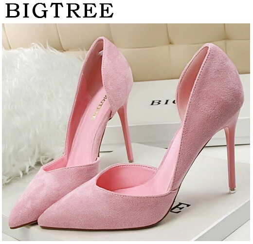 

BIGTREE mouth pointed D'Orsay & Two-Piece Pumps Women's Shoes 2018 High-heeled 10.5cm Fashion Simple and Delicate Side Hollow Sh