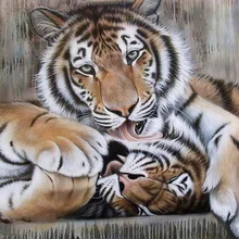 Тигры mom's Love Животные DIY живопись по номерам современные украшения дома ручной росписью на белье для Гостиная без Рамки
