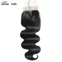 Ishow Hair 1 Piece Malaysian Body Wave Closure Non Remy Hair Lace Closures 4"x4" Swiss Lace Natural Human Hair Free Shipping