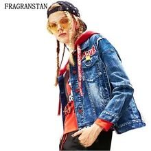 Для женщин Демисезонный Новое модное пальто с капюшоном женский лента с принтом букв куртка Повседневное свободные оригинальная верхняя одежда Q334