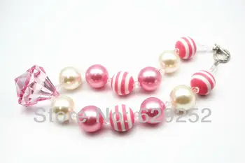 

10pcs Pink Water Drop Bubblegum Beaded Girl Bubblegum Chunky Necklace Tickle Me Couture CB197