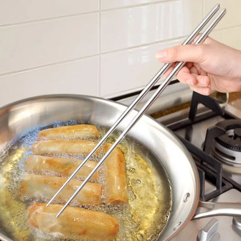 Новый 1 пара из нержавеющая сталь удлиненные Hot Pot палочки для еды приготовление пищи Жарка палочки для лапши