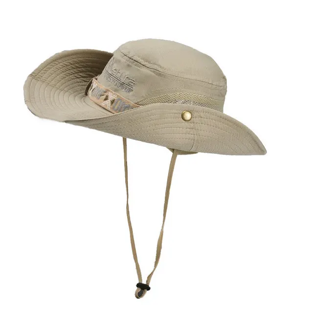 TACVASEN, летние мужские тактические Панамы с широкими полями, регулируемые солнцезащитные шляпы, защита от солнца, страйкбол, военные кепки, охотничьи кепки - Цвет: Khaki