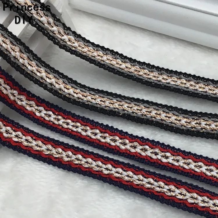 

1 Yard Gold Thread Stitched 1.5cm Garment Lace Trim Red Black DIY Bag Quilt Curtains Tablecloth Gift Wrap Decoration Ribbon Trim