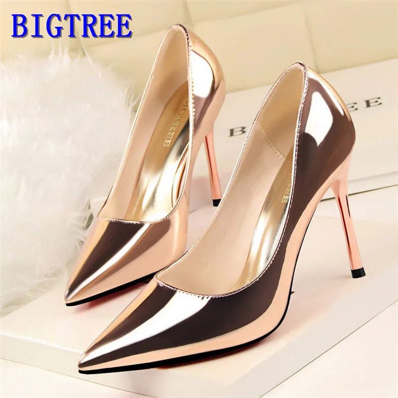 BIGTREE Shoes Patent Leather Shoes Woman Pumps High Heels Stiletto Heels 10Cm Red Wedding Shoes Bridal Shoes Women Heels 2022