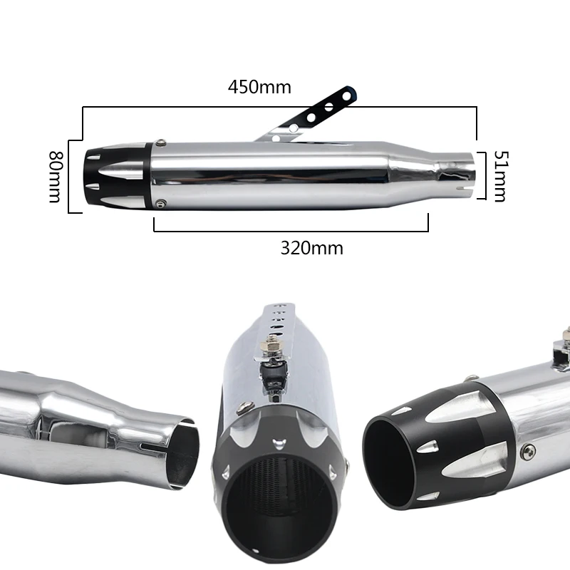 

ZSDTRP racing motor modified exhaust muffler beautiful type white color Stainless steel dase for harley motorcycle