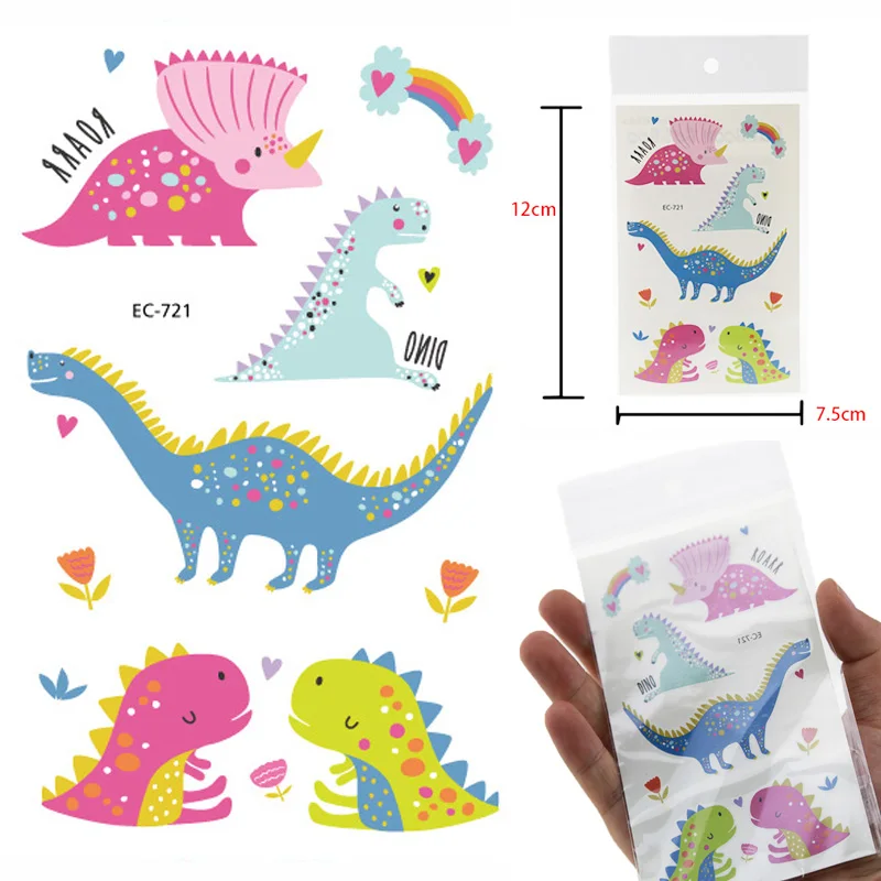 

Cartoon Dinosaurs Tattoo Stickers Children Birthday's Gift Fake Tattoo Kids Tatuajes Body Art Waterproof Temporary Tattoo Taty