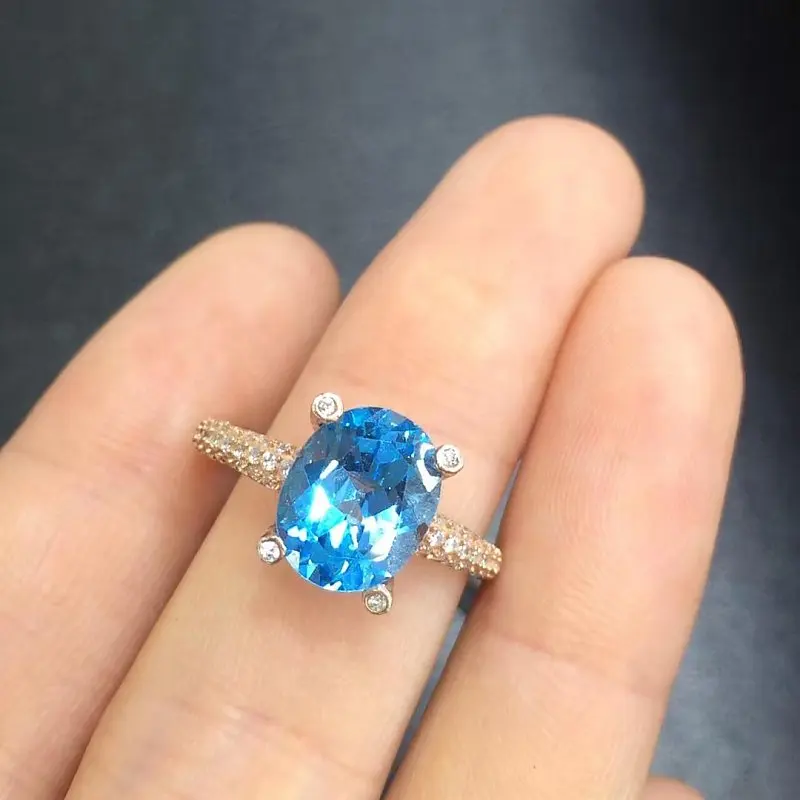 Anillos Qi Xuan_Blue Stone модные ювелирные изделия Rings_Finger rings_розовое Золото Цвет Мода Blue rings_производитель прямые продажи