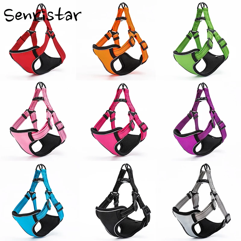 Arnês do Cão para Small Reflexivo Esporte Medium Large Dog Training Pet Ajustável Segurança Bulldog Puppy Dog Peito Arreios Colete