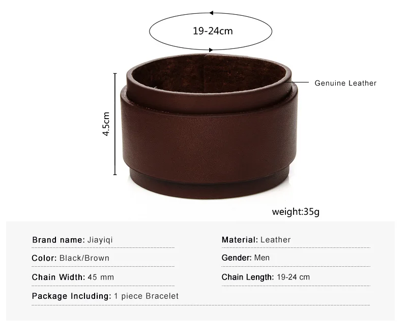 Jiayiqi Панк Широкий Браслет-манжета браслеты из натуральной кожи и браслеты для мужчин ювелирные изделия коричневый и черный цвет браслет ювелирные изделия