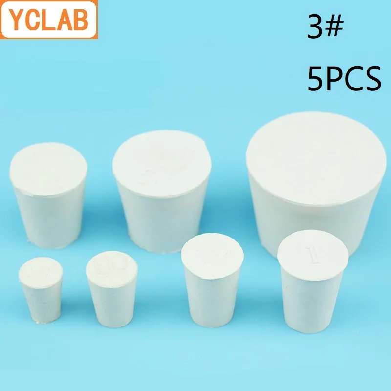 

YCLAB 5PCS 3# Rubber Stopper White for Glass Flask Upper Diameter 23mm * Lower Diameter 17mm Laboratory Chemistry Equipment