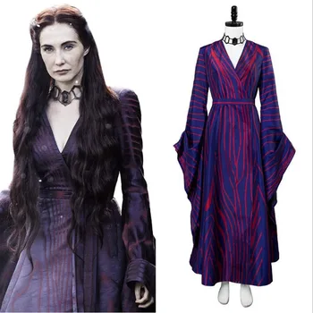 

Game Thrones Melisandre Red Gown Witch Cosplay Costume Season 7 Purple Fancy Dress Outfit Halloween Costume For Lady Plus Size