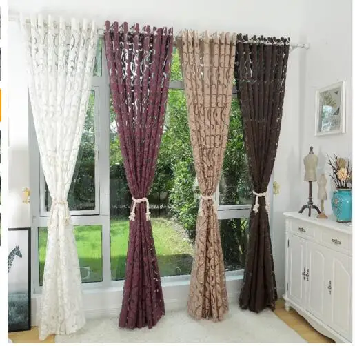 

3D Cut Yarn Made Semi-blackout Curtains Blind Panel Fabrics for Window Purple Curtains Bedroom Translucent Vine Bubbles
