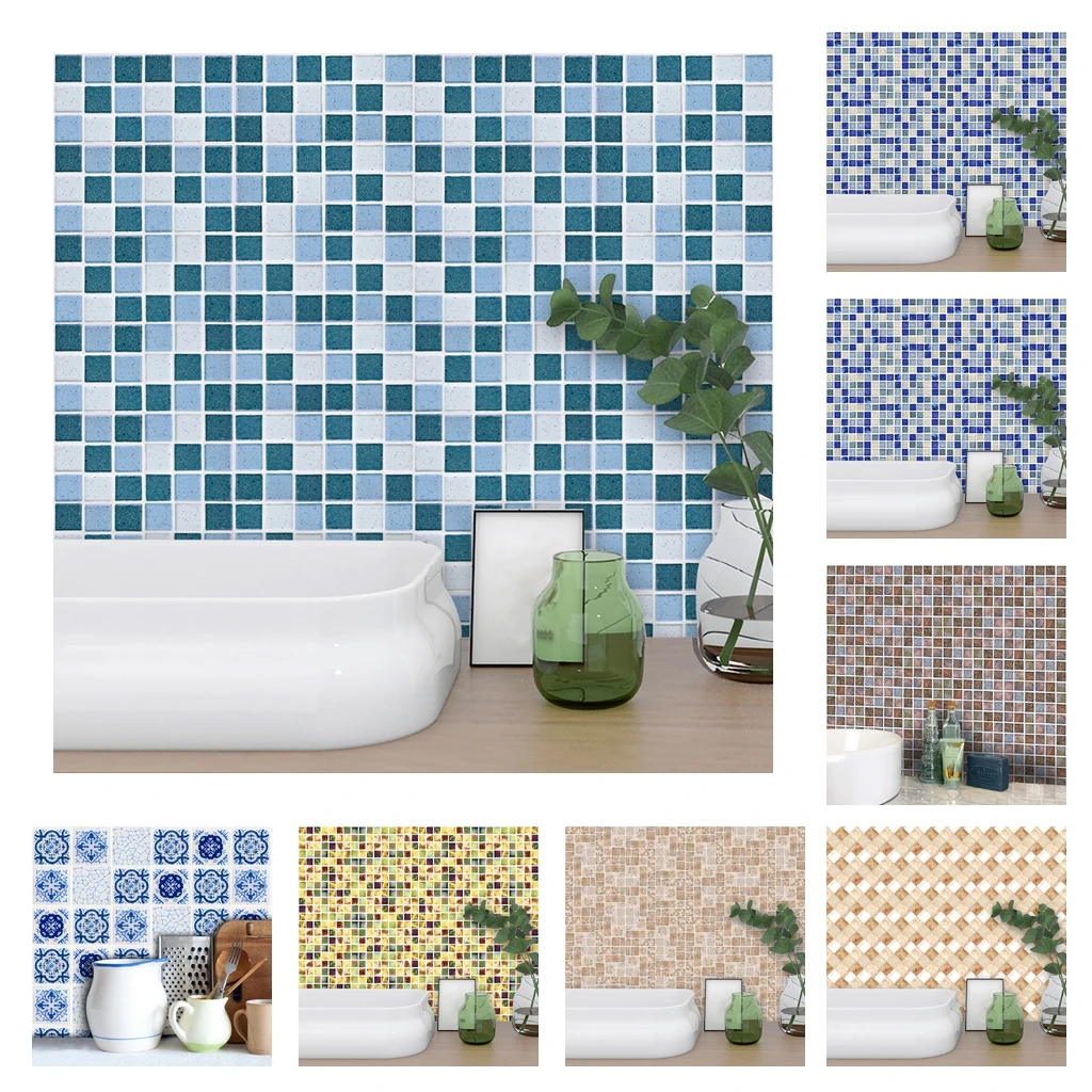  Pack of 18 Tiles 3D Wall Panels Interior Wall Decoration for Bathroom Kitchen Backplash Decals Wallpaper
