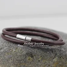 LOW0112LB Новая мода ювелирные изделия горячая распродажа 4 мм Натуральная кожа очарование обертывание Мужской Магнитный браслет подарок