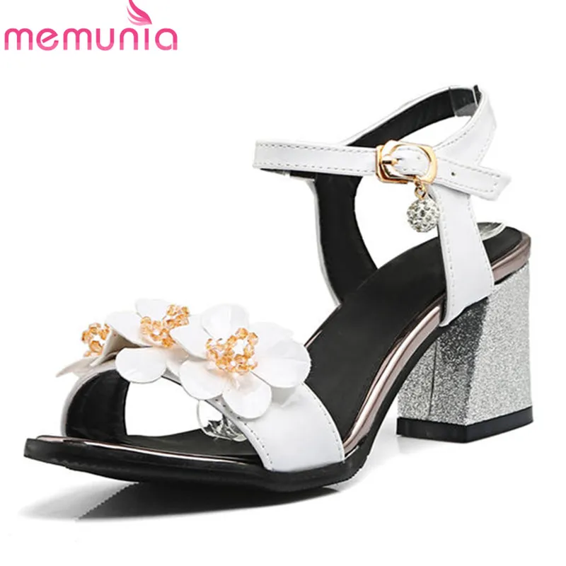 

MEMUNIA 2018 new fashion shoes woman flower sweet summer shoes simple buckle women sandals fashion party wedding shoes white