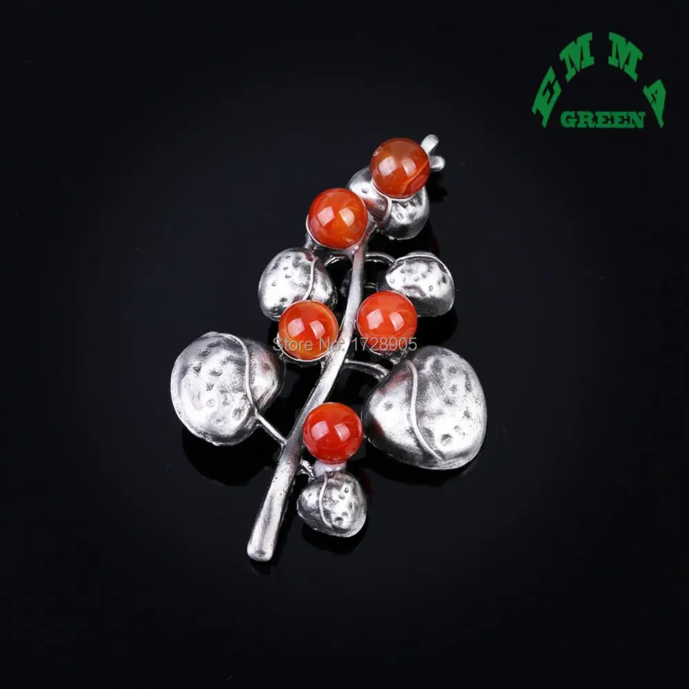 High-Grade Agated Stone Flower Brooch 50x70mm Retro Antique Corsage Crystal Rhinestone Pin Jewelry | Украшения и аксессуары