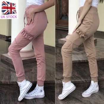 

2019 New Brand Fashion UK Women's Stretchy Trousers Casual Slim Fit Pants Sports Baggy Slacks Trousers