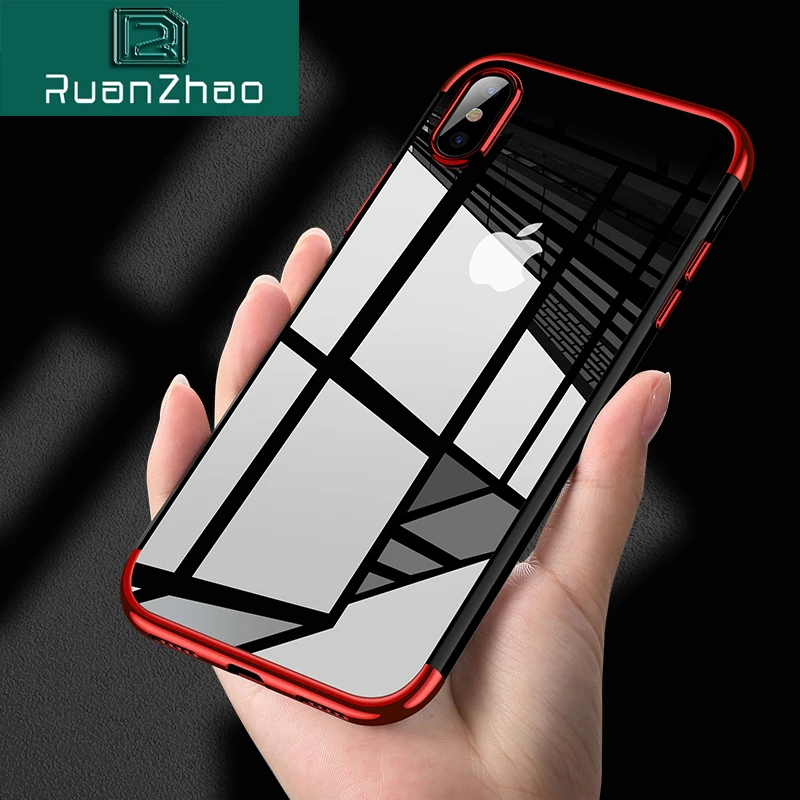 Роскошный чехол для iPhone 6 7 8 TPU с покрытием из розового золота кристально чистый X 6S