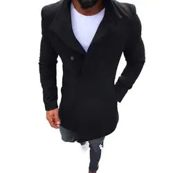 Шерстяное пальто Мужская мода мужской зимний теплый, Облегающая посадка Тренч Куртка Верхняя одежда Топ d90528
