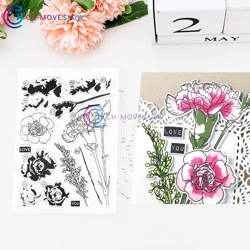 

CH CARNATIONS Metal Cutting Dies For Scrapbooking Practice Hands-on DIY Album Card Craft Dies