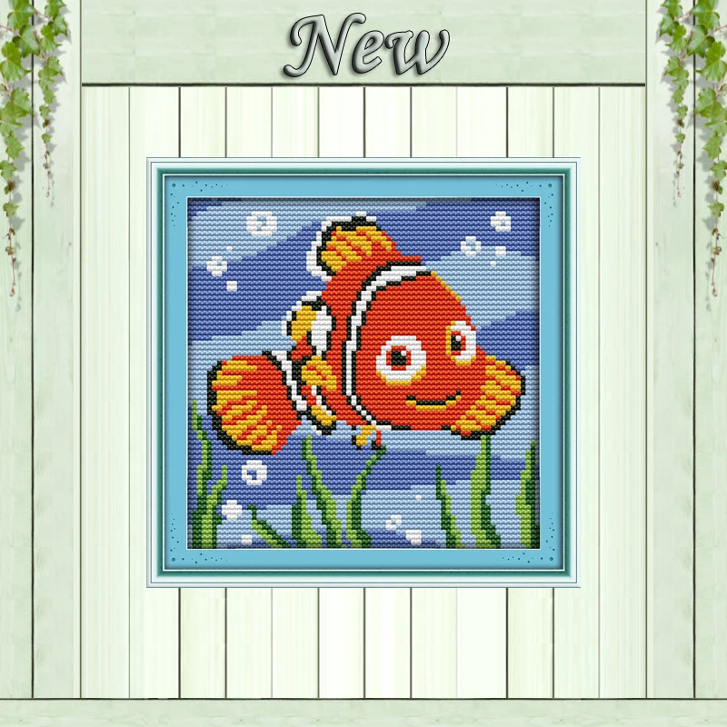 

Clownfish animal cartoon home decor painting counted printed on canvas DMC 14CT 11CT Cross Stitch Needlework Set Embroidery kits