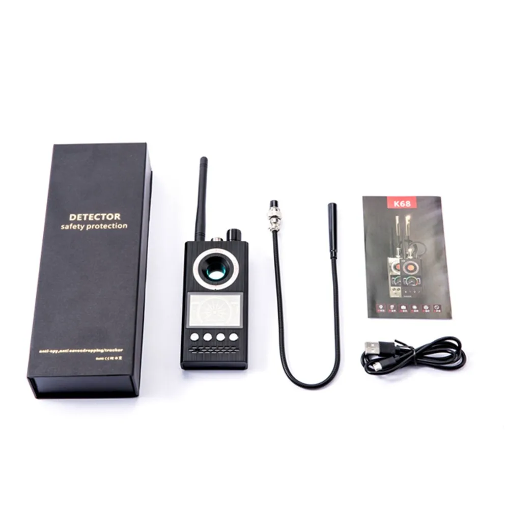 K68 Многофункциональный Анти-шпионский детектор камера GSM аудио ошибка искатель gps сигнал объектив RF трекер лазерный светильник Скрытая камера искатель