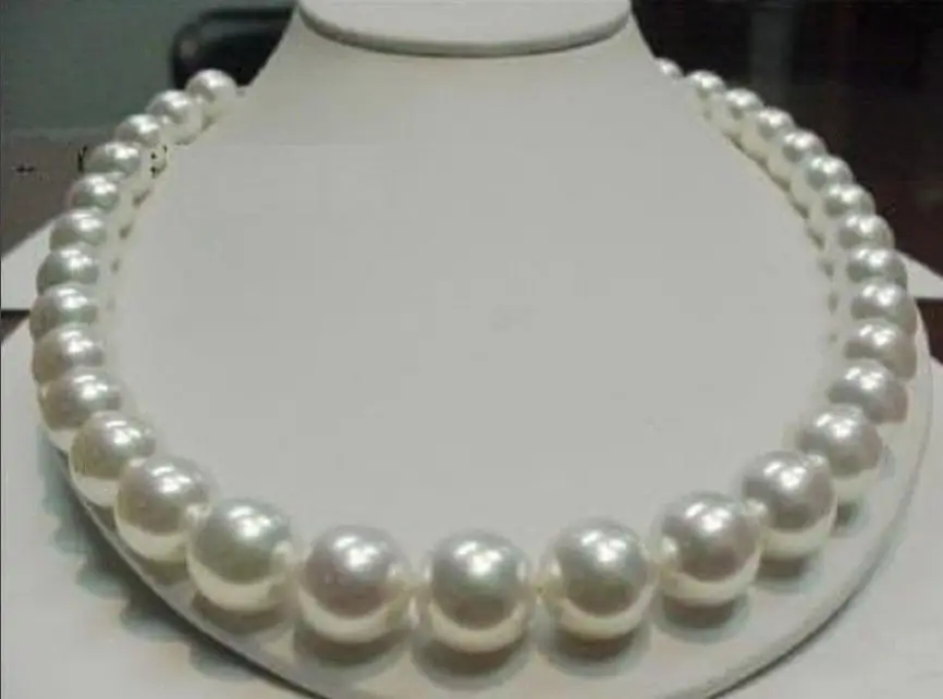 

18INCH HOT AAA RARE 12-13MM WHITE freshwater PEARL NECKLACE 14K GOLD