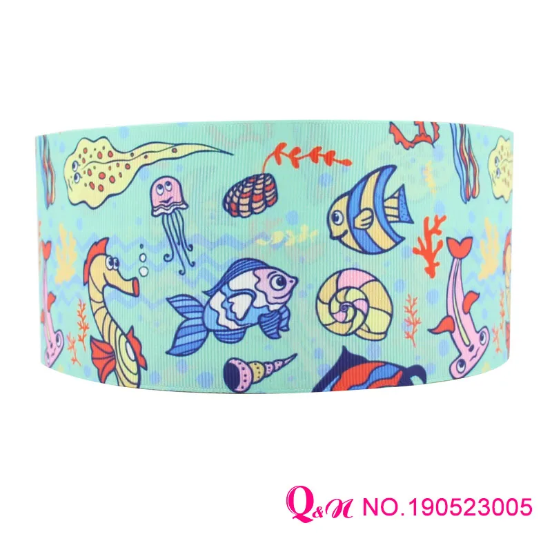 Q & N лента 50 ярдов Акула Ocean World мультфильм печатных grosgrain враг ленточный аксессуар