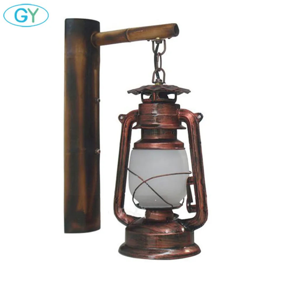 

Винтажные бамбуковые настенные светильники в стиле ретро Лофт, лампы с абажуром из молочного морозного стекла, металлические светильники в рустикальном стиле, керосиновая горелка, освещение