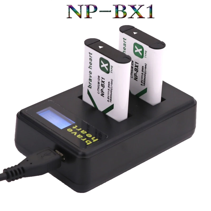 2x NPBX1 акумуляторная батарея 1600 мА/ч, NP-BX1 np bx1 батарея+ ЖК-дисплей зарядное устройство для sony HDR-AS100v AS30 AS15 DSC-RX100 HX400 WX350